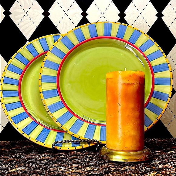 Other - VTG Pair of Pfaltzgraff Pistoulet 12” Chop Plates – Blue & Green by Jana Kolpen